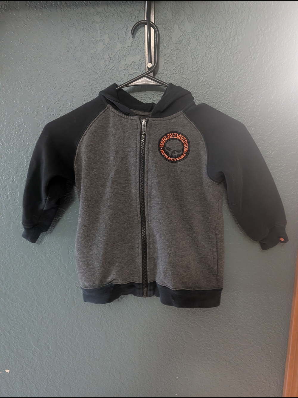 Harley-Davidson Kids Black & Gray Zip-Up Hoodie with Logo Patch